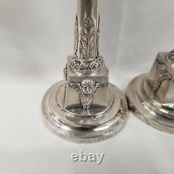 Pair Sterling Silver Hallmarked Candlesticks 19 oz Spanish or European