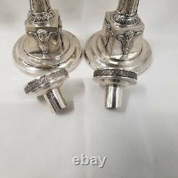 Pair Sterling Silver Hallmarked Candlesticks 19 oz Spanish or European