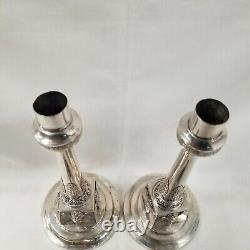 Pair Sterling Silver Hallmarked Candlesticks 19 oz Spanish or European