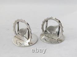 Pair Sterling Silver Shooting Interest Menu Holders 1985 London Vintage