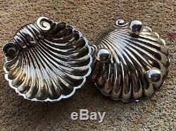Pair Sterling Silver Vintage Hallmarked Clam Shell Dishes