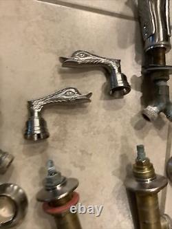 Pair Swan Bathroom Faucet Fixture Silver Nice Vintage High End