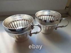 Pair Tea Coffee Cups Vintage Sterling Silver 925 Silverware Signed 316 gr