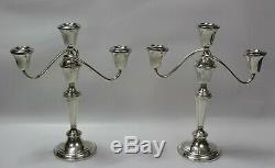 Pair VTG Fisher Sterling Silver CONVERTIBLE 3 -Candle Candlesticks 12.925 376