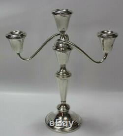 Pair VTG Fisher Sterling Silver CONVERTIBLE 3 -Candle Candlesticks 12.925 376