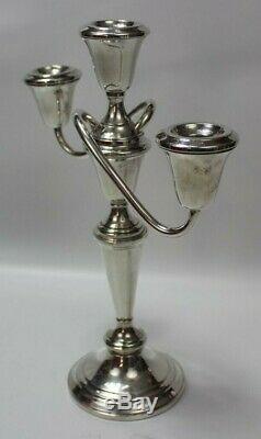 Pair VTG Fisher Sterling Silver CONVERTIBLE 3 -Candle Candlesticks 12.925 376