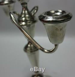 Pair VTG Fisher Sterling Silver CONVERTIBLE 3 -Candle Candlesticks 12.925 376