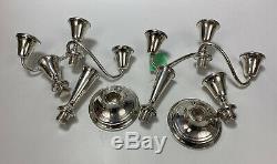 Pair VTG Fisher Sterling Silver CONVERTIBLE 3 -Candle Candlesticks 12.925 376