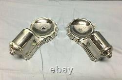 Pair VTG Silver Mirror Finish Porcelain Art Deco Sconces Wall Lights Old 233-22B