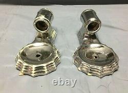 Pair VTG Silver Mirror Finish Porcelain Art Deco Sconces Wall Lights Old 233-22B