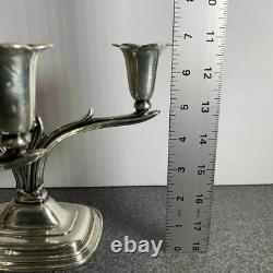 Pair Vintage 1847 Rogers Bros. Daffodil Silver Plated Double Candle Holders