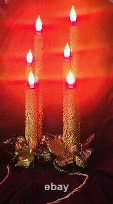 Pair Vintage 1940s Gold/Silver Mirostar Mesh Candoliers Candelabra Candles EUC