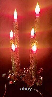 Pair Vintage 1940s Gold/Silver Mirostar Mesh Candoliers Candelabra Candles EUC