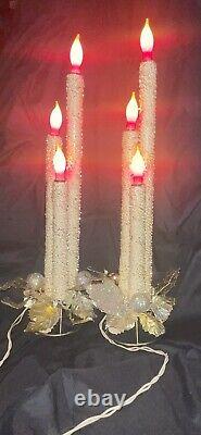 Pair Vintage 1940s Gold/Silver Mirostar Mesh Candoliers Candelabra Candles EUC