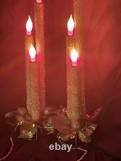 Pair Vintage 1940s Gold/Silver Mirostar Mesh Candoliers Candelabra Candles EUC