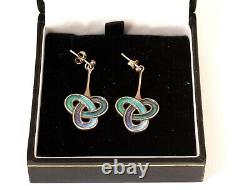 Pair Vintage 1970's Dust Jewellery Norman Grant Silver Enamel Pendant Earrings