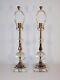Pair Vintage 1990s Decorative Crafts, Inc. Glass & Silver Plate Lamps