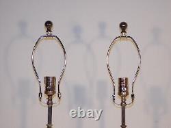 Pair Vintage 1990s Decorative Crafts, Inc. Glass & Silver Plate Lamps