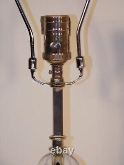 Pair Vintage 1990s Decorative Crafts, Inc. Glass & Silver Plate Lamps
