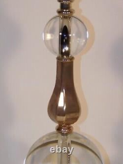 Pair Vintage 1990s Decorative Crafts, Inc. Glass & Silver Plate Lamps