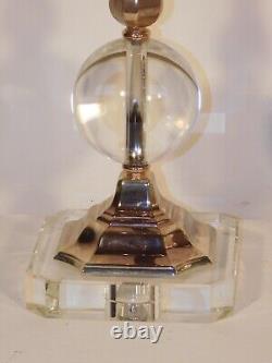 Pair Vintage 1990s Decorative Crafts, Inc. Glass & Silver Plate Lamps