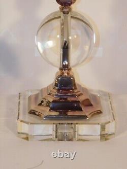 Pair Vintage 1990s Decorative Crafts, Inc. Glass & Silver Plate Lamps