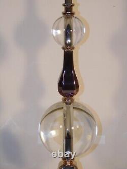 Pair Vintage 1990s Decorative Crafts, Inc. Glass & Silver Plate Lamps