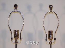 Pair Vintage 1990s Decorative Crafts, Inc. Glass & Silver Plate Lamps