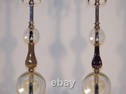 Pair Vintage 1990s Decorative Crafts, Inc. Glass & Silver Plate Lamps