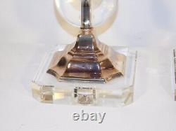 Pair Vintage 1990s Decorative Crafts, Inc. Glass & Silver Plate Lamps