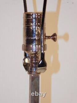 Pair Vintage 1990s Decorative Crafts, Inc. Glass & Silver Plate Lamps