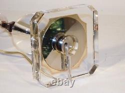 Pair Vintage 1990s Decorative Crafts, Inc. Glass & Silver Plate Lamps