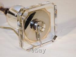 Pair Vintage 1990s Decorative Crafts, Inc. Glass & Silver Plate Lamps