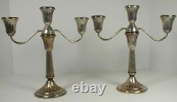 Pair Vintage 2X Marked Sterling Silver 10 Duchin Candelabra With Removable Tops