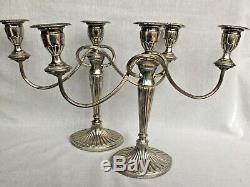 Pair Vintage 3 Arm Candelabra Falstaff Silver Plate Candlesticks Edwardian Style