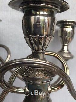 Pair Vintage 3 Arm Candelabra Falstaff Silver Plate Candlesticks Edwardian Style