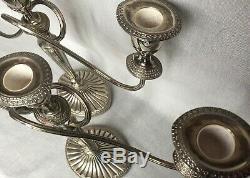 Pair Vintage 3 Arm Candelabra Falstaff Silver Plate Candlesticks Edwardian Style