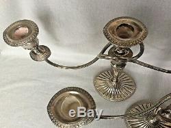 Pair Vintage 3 Arm Candelabra Falstaff Silver Plate Candlesticks Edwardian Style