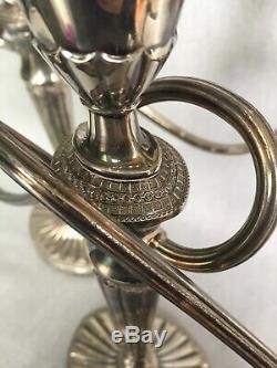 Pair Vintage 3 Arm Candelabra Falstaff Silver Plate Candlesticks Edwardian Style