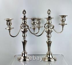 Pair Vintage 3 Light Silver Plated Convertible Christmas Candlesticks candelabra