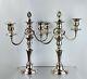 Pair Vintage 3 Light Silver Plated Convertible Christmas Candlesticks Candelabra