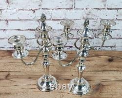 Pair Vintage 3 Light Silver Plated Convertible Christmas Candlesticks candelabra