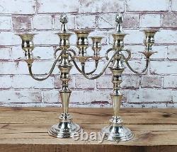 Pair Vintage 3 Light Silver Plated Convertible Christmas Candlesticks candelabra