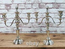 Pair Vintage 3 Light Silver Plated Convertible Christmas Candlesticks candelabra