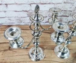 Pair Vintage 3 Light Silver Plated Convertible Christmas Candlesticks candelabra