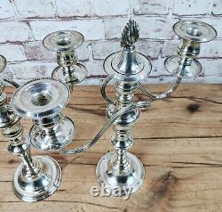 Pair Vintage 3 Light Silver Plated Convertible Christmas Candlesticks candelabra