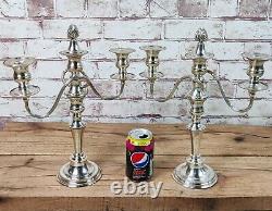 Pair Vintage 3 Light Silver Plated Convertible Christmas Candlesticks candelabra