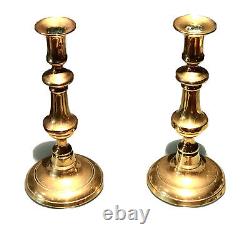 Pair Vintage Antique Brass Figural Candlestick Candelabra Candle Holder 10H