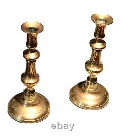 Pair Vintage Antique Brass Figural Candlestick Candelabra Candle Holder 10H