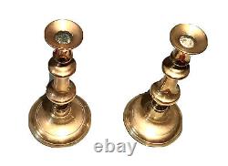 Pair Vintage Antique Brass Figural Candlestick Candelabra Candle Holder 10H